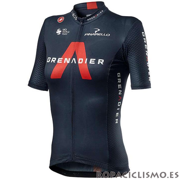 2020 Maillot Mujer Ineos Grenadiers Tirantes Mangas Cortas Rojo Profundo Azul